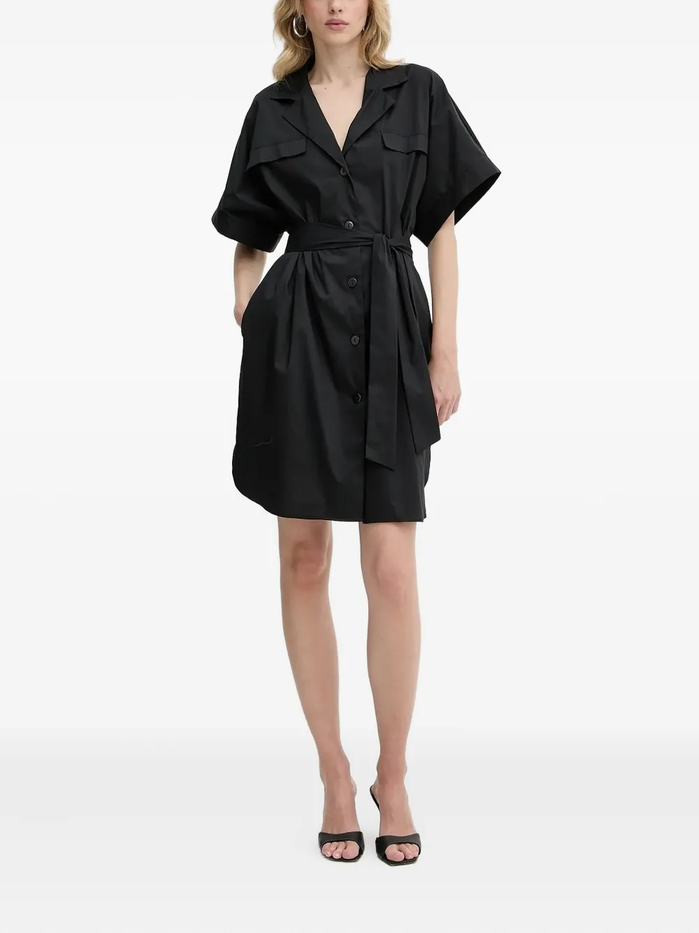 LIU JO button-fastening belted shirt dress Zwart