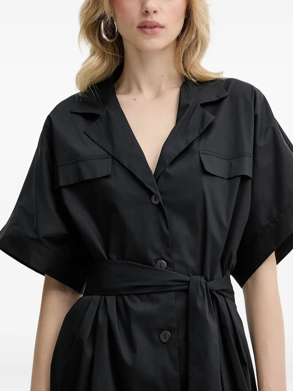 LIU JO button-fastening belted shirt dress Zwart