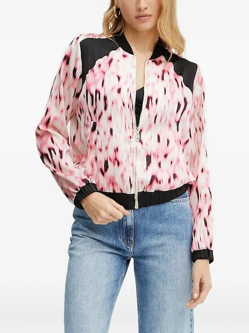 Liu •jo Abstract-print Bomber Jacket In Pink