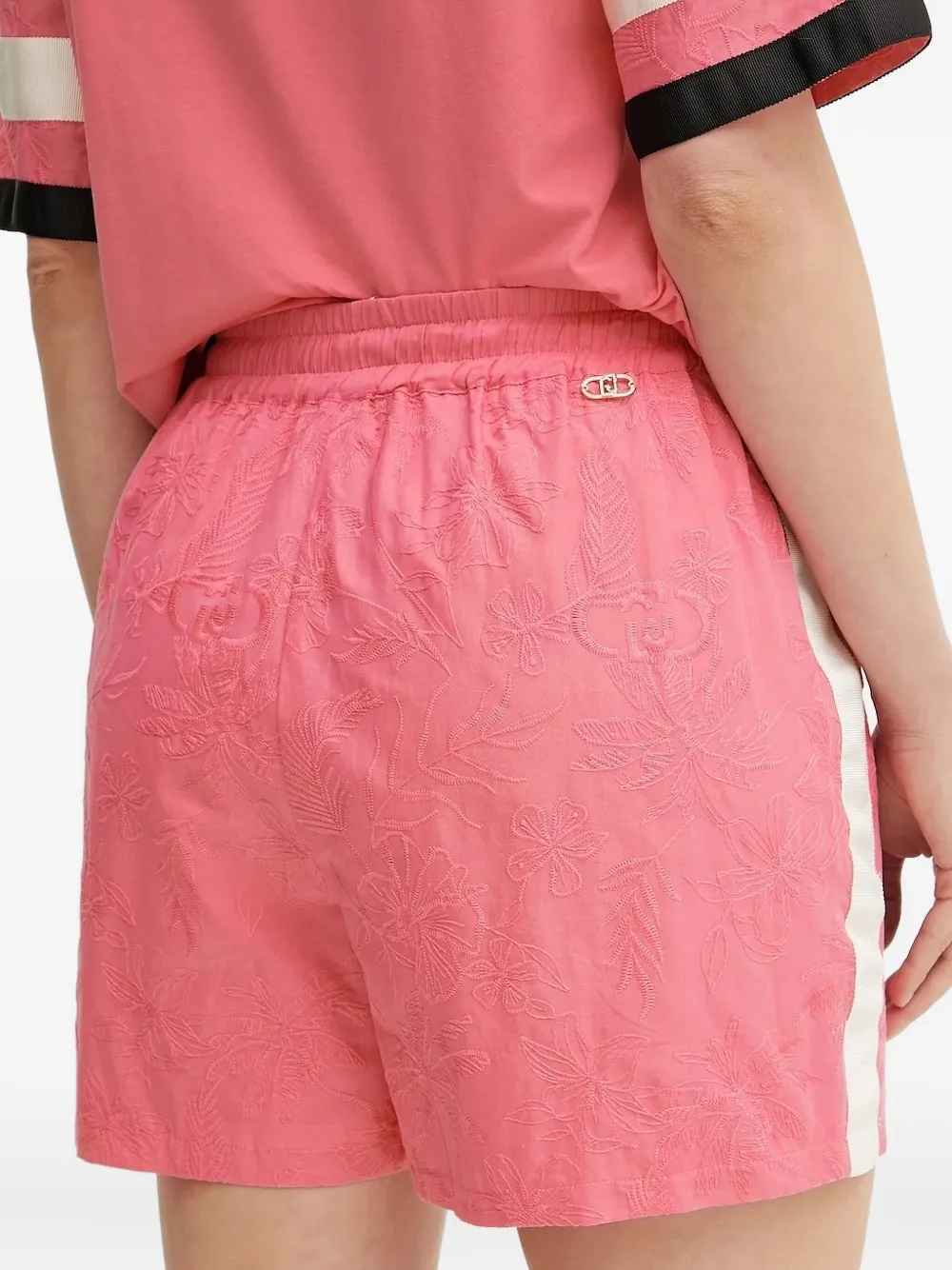LIU JO embroidered side-stripe shorts Roze