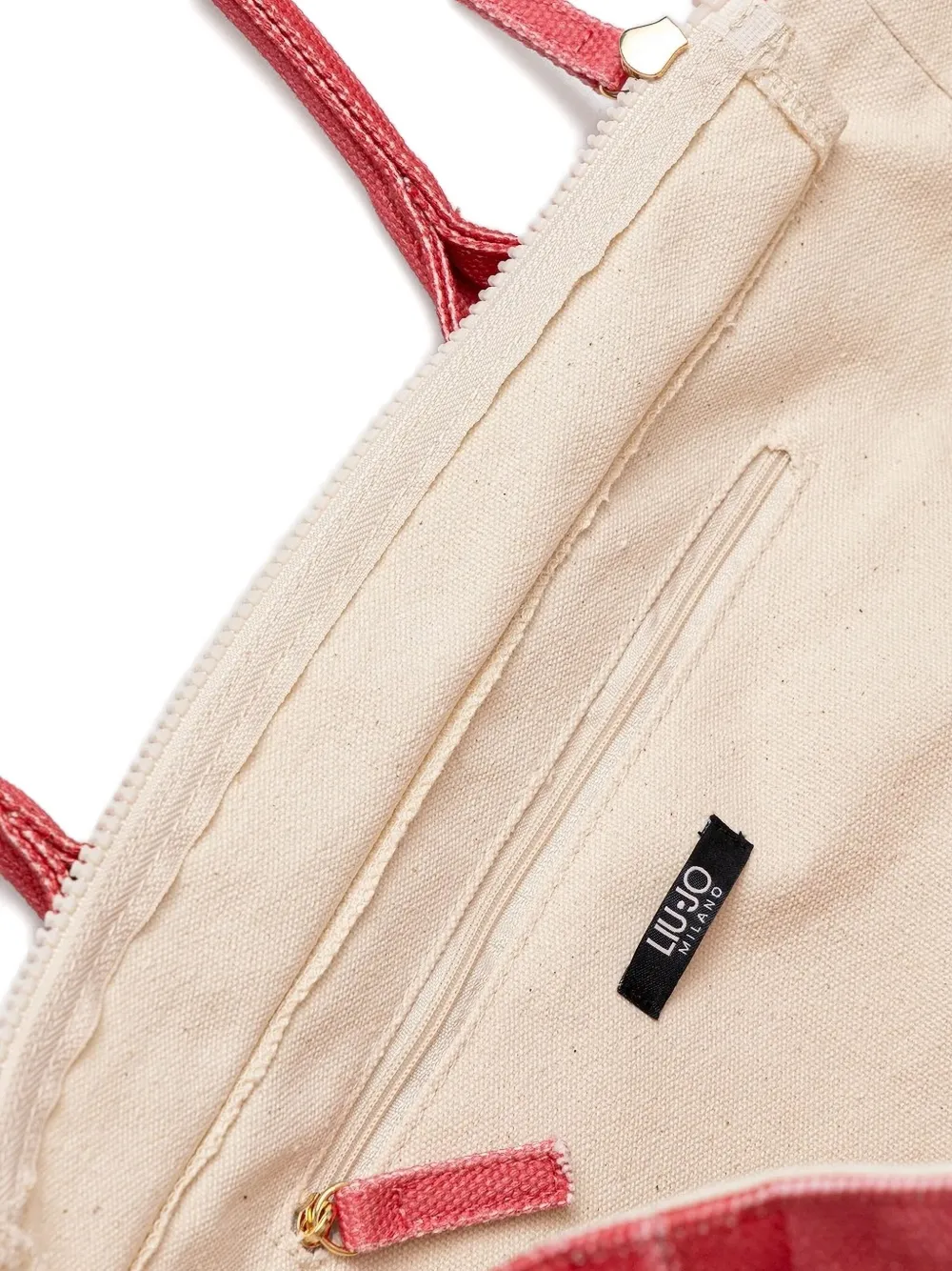Liu •jo Striped Logo-patch Beach Bag In Red