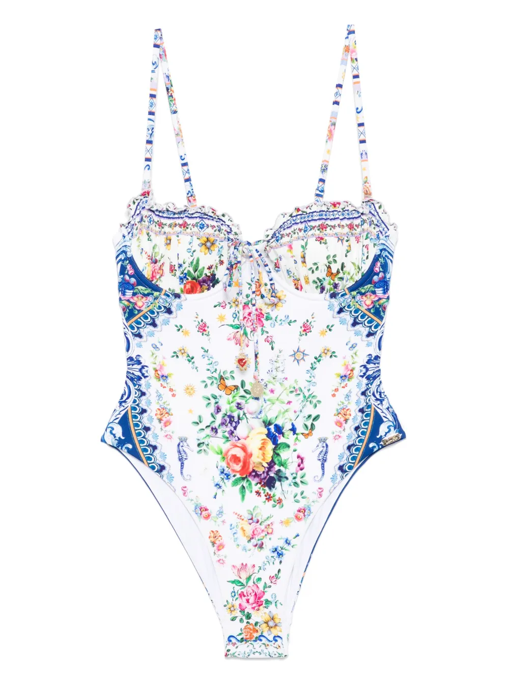 Camilla Badpak met bloemenprint Wit