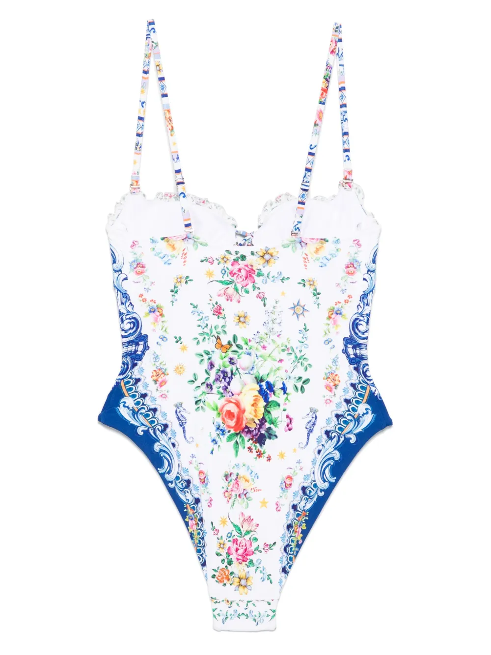 Camilla Badpak met bloemenprint Wit