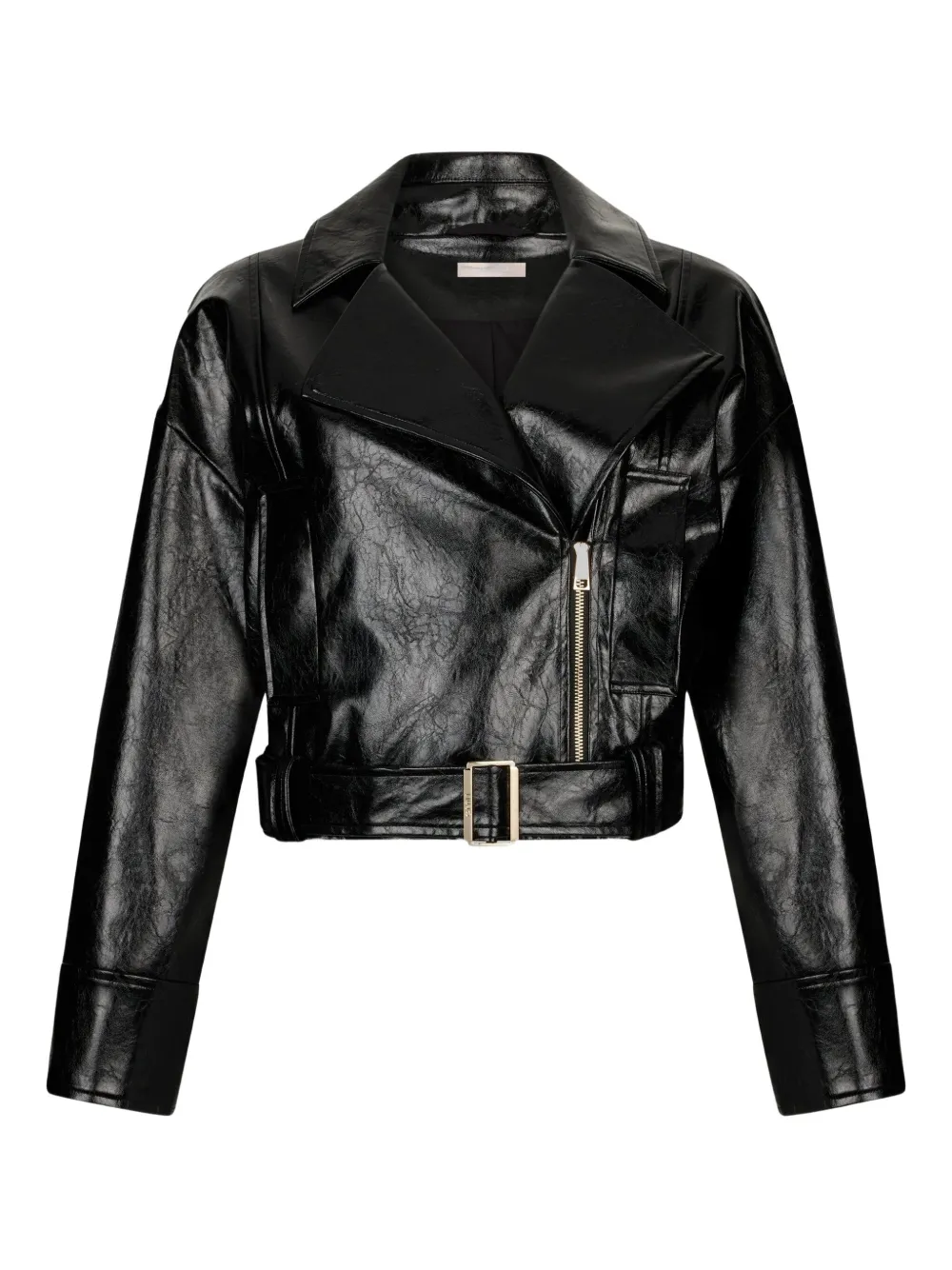 LIU JO belted lapelled biker jacket Zwart