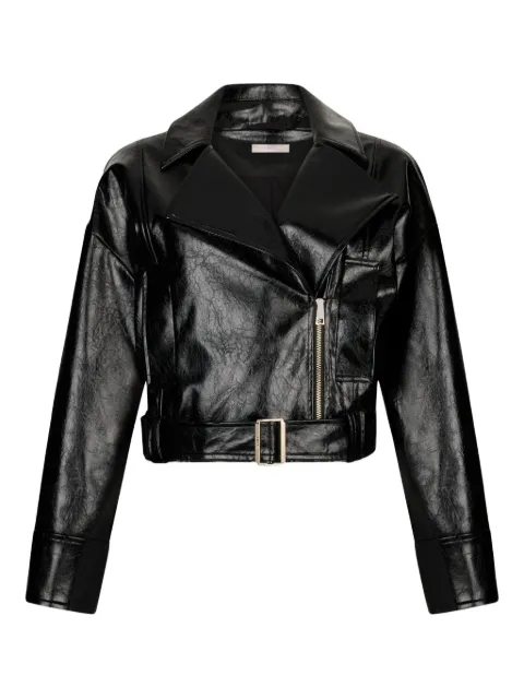 LIU JO belted lapelled biker jacket