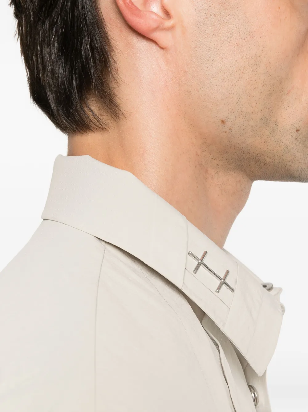 HELIOT EMIL Overhemd met korte mouwen en vlakken Beige