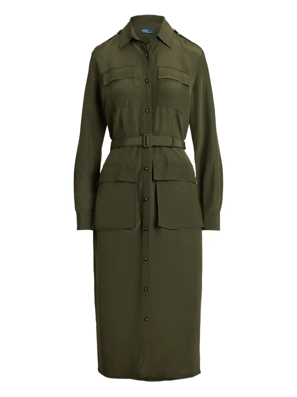 Polo Ralph Lauren Button-up Shirt Midi Dress In Green
