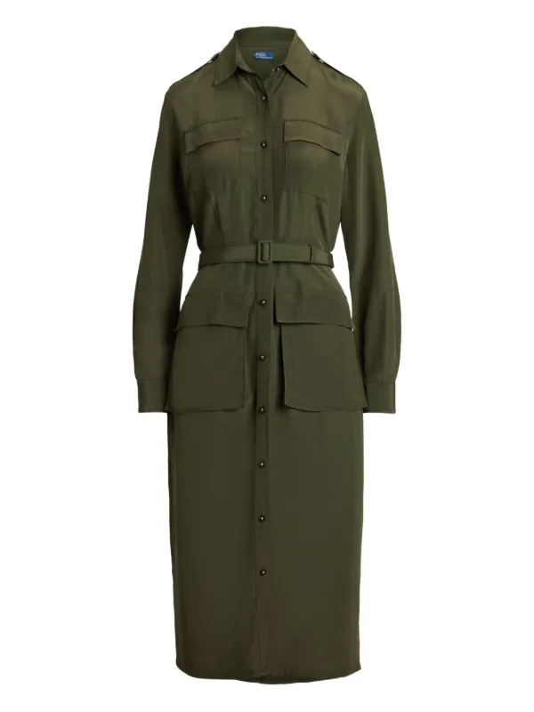 Polo Ralph Lauren button-up Shirt Midi Dress | Green | FARFETCH