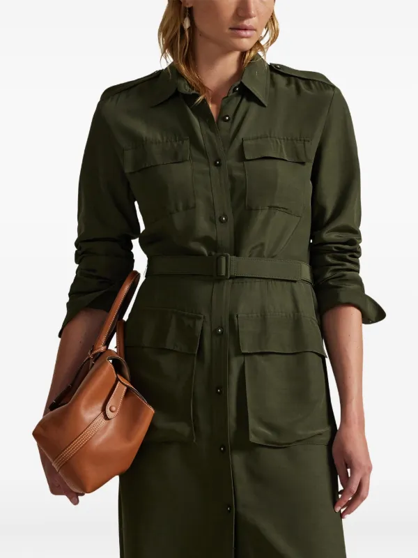 Polo Ralph Lauren button-up Shirt Midi Dress | Green | FARFETCH