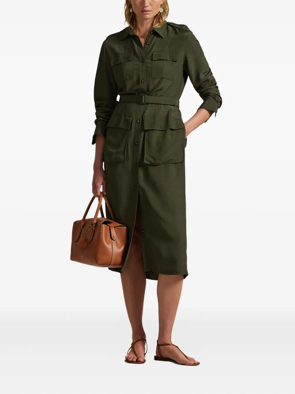 Polo Ralph Lauren Button-up midi-blousejurk Groen