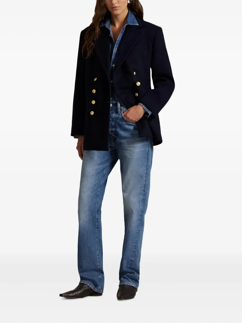 Polo Ralph Lauren Jack met dubbele rij knopen en lange mouwen Blauw