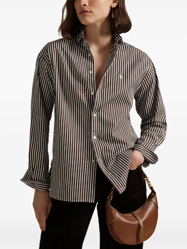 ラルフ　ブラウン　ストライプ　ウール　カシミヤ　　ダークブラウン　ツータック Stripe Slacks Pants Brown ストライプ ワイドスラックス ブラウン 2