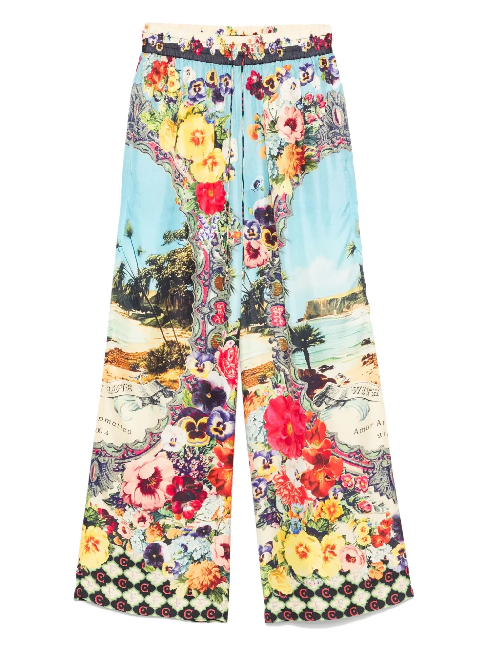 floral-print silk straight-leg trousers