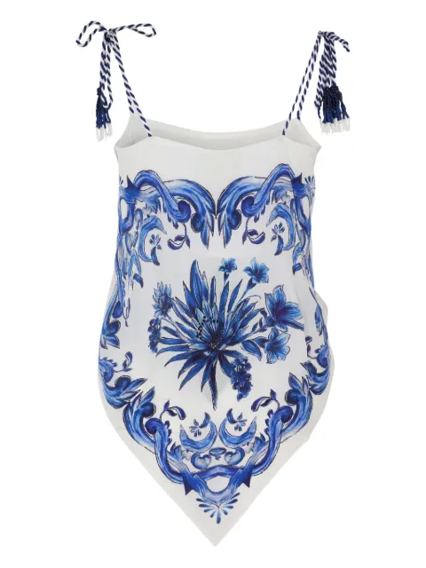 FARM Rio tile-print tasseled blouse