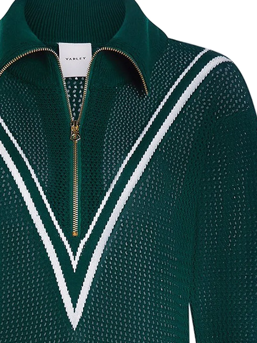 Varley V-neck zip-up knit top Groen