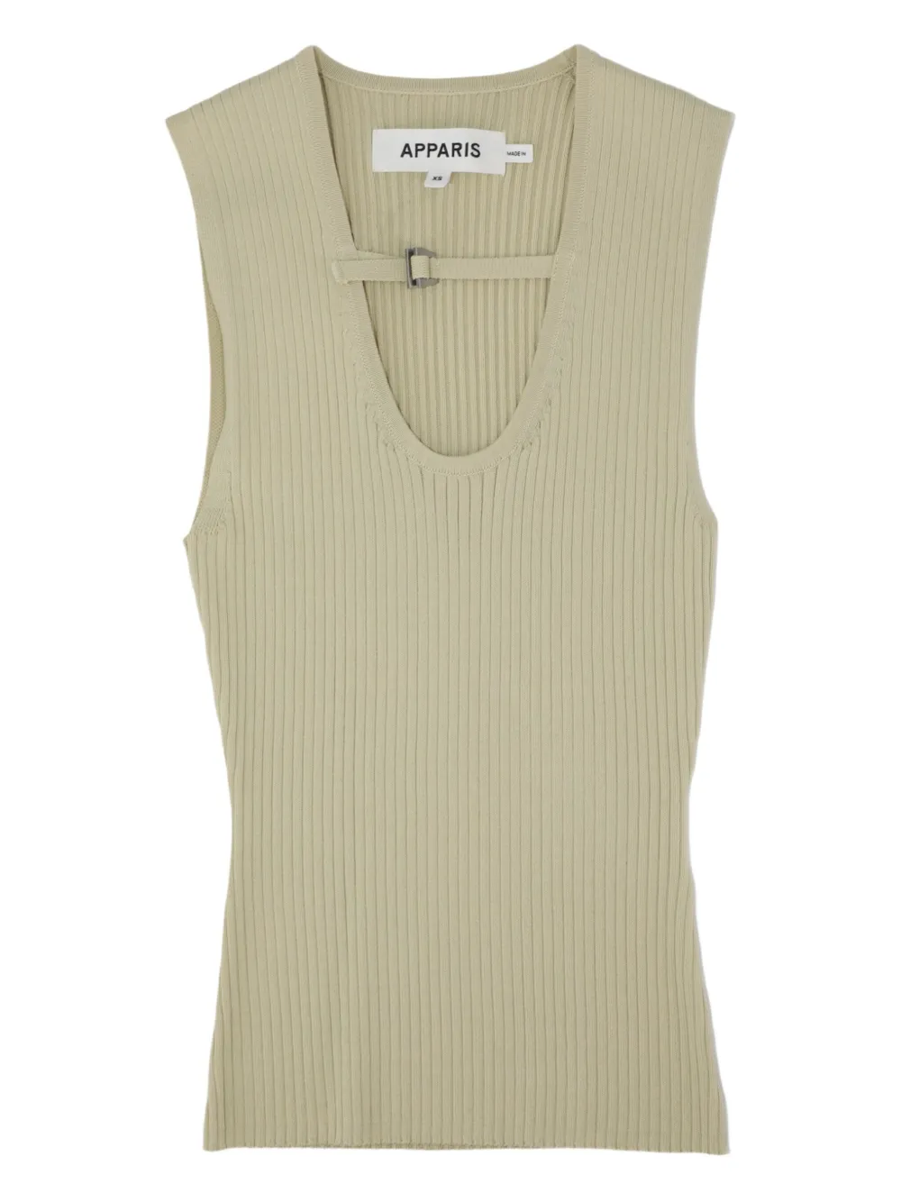 Apparis Geribbelde tanktop met gespdetail Groen