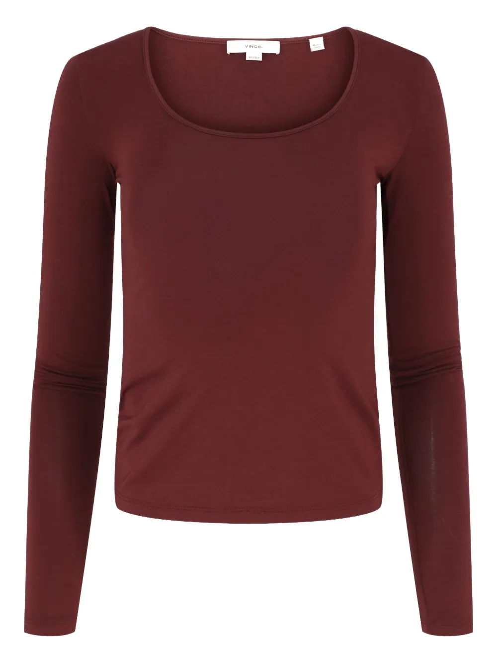 Vince T-shirt met diepe ronde hals en lange mouwen Rood