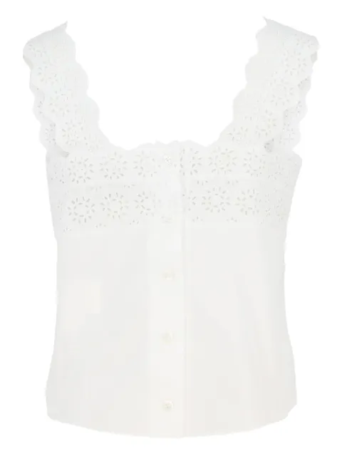 FRAME embroidered scalloped-edge top