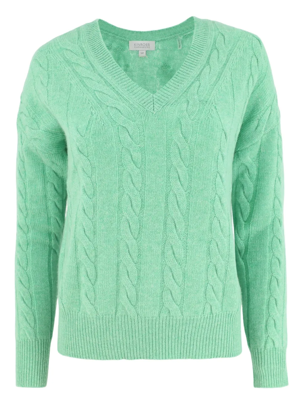 Kinross Cashmere cable-knit v-neck sweater | Green | Image 1