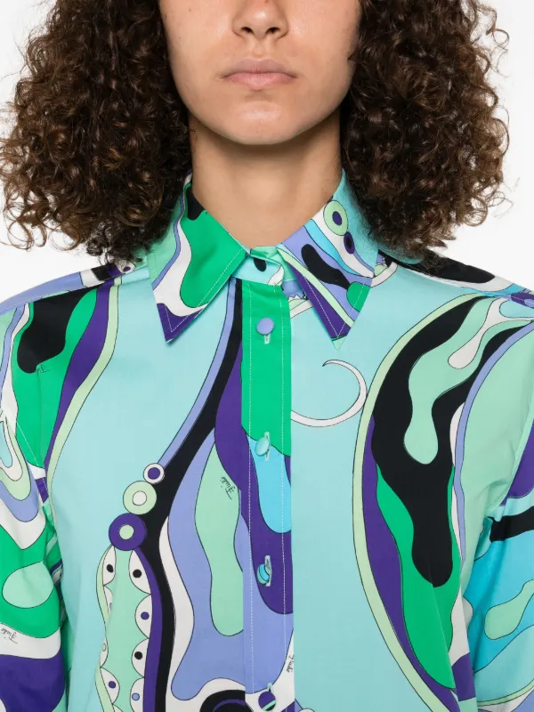 PUCCI Camisa De Algodão Com Estampa Abstrata | Azul | FARFETCH BR
