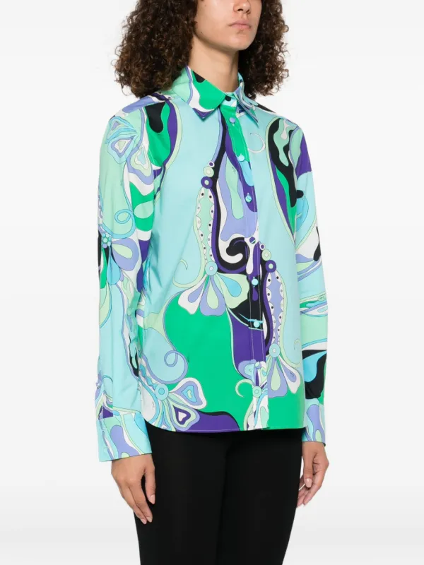 PUCCI Camisa De Algodão Com Estampa Abstrata | Azul | FARFETCH BR