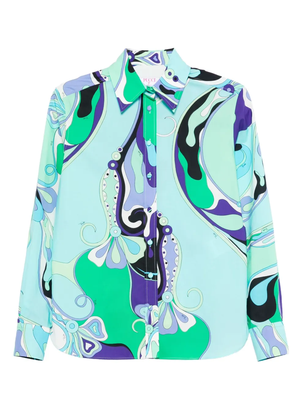 PUCCI abstract-print cotton shirt | Blue | Image 1