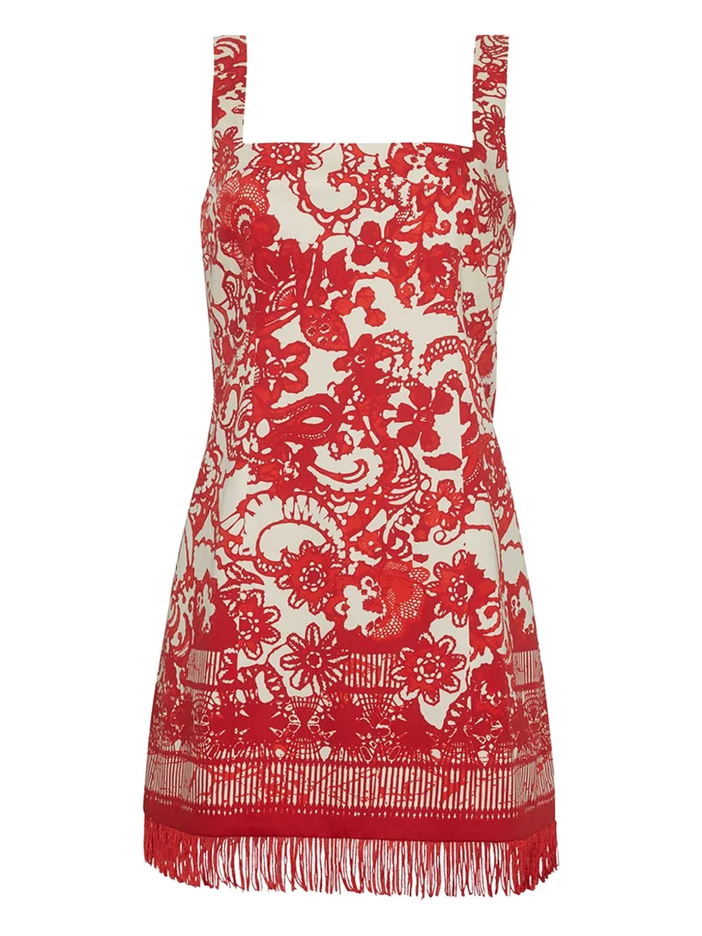 Cara Cara square-neck fringed dress | Red | Image 1