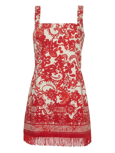 Cara Cara square-neck fringed dress