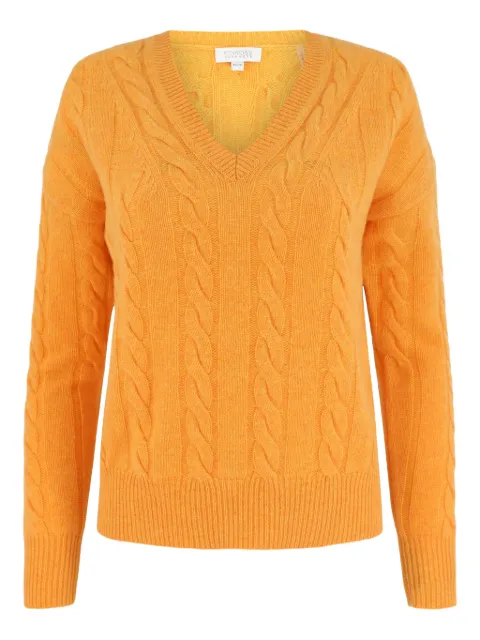 Kinross Cashmere cable-knit v-neck sweater