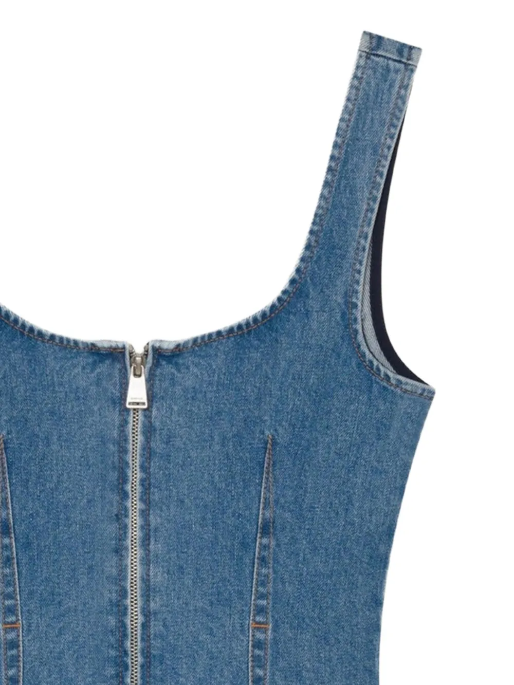 Simkhai Eleodra flared denim mini-jurk met rits - Blauw