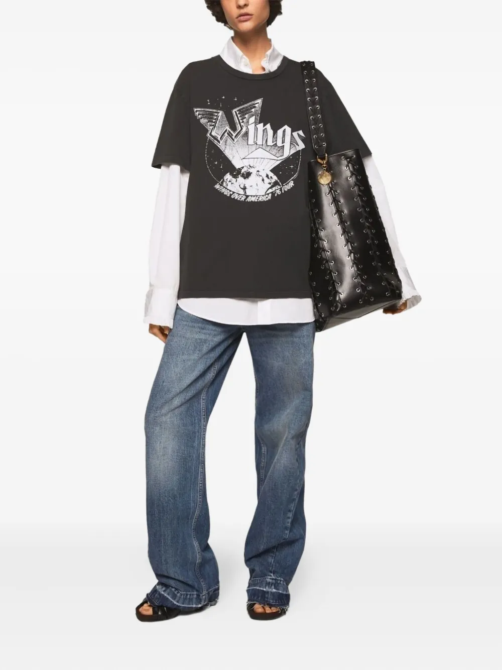 Stella McCartney T-shirt met vleugelprint Zwart
