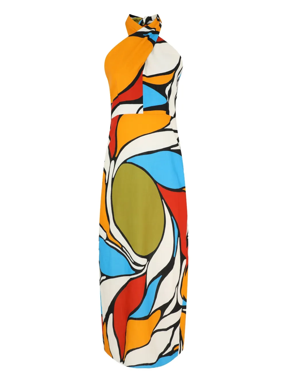 Cala de la Cruz halterneck abstract-print midi dress | Green | Image 1
