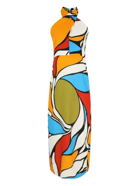 Cala de la Cruz halterneck abstract-print midi dress