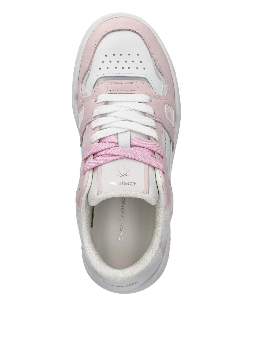 Crime London panelled leather lace-up sneakers Pink