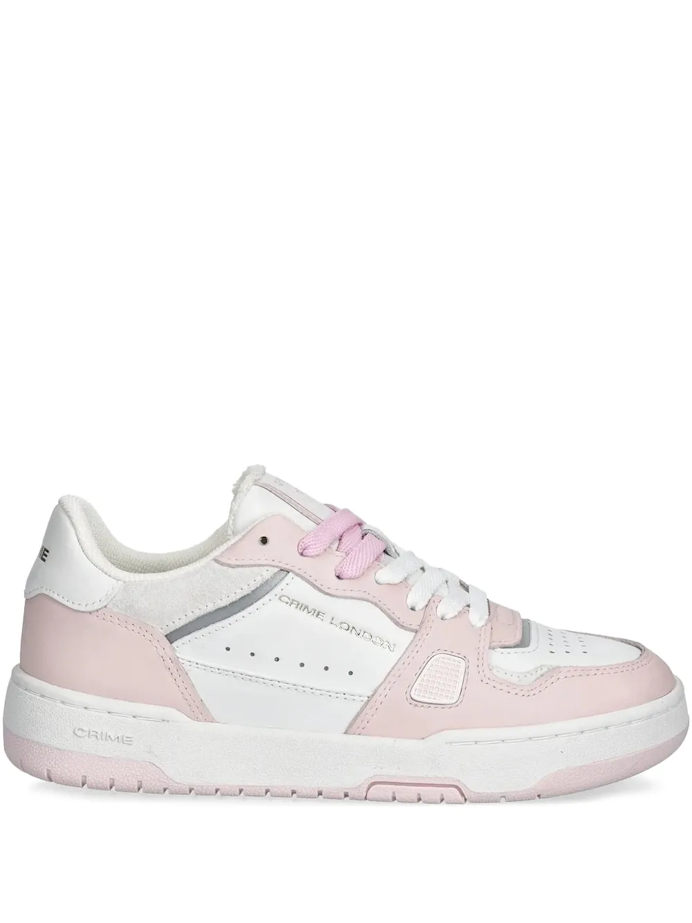 Crime London panelled leather lace-up sneakers Pink