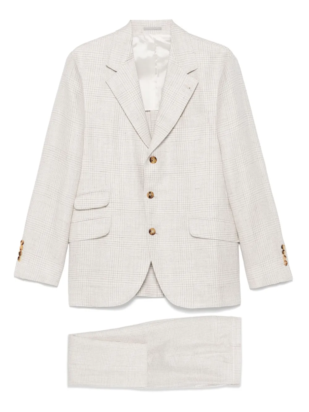 Brunello Cucinelli single-breast checked suit | Neutrals | Image 1