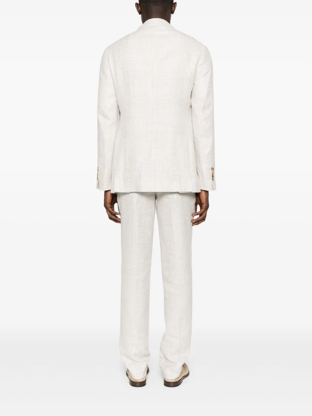 Brunello Cucinelli single-breast checked suit Beige