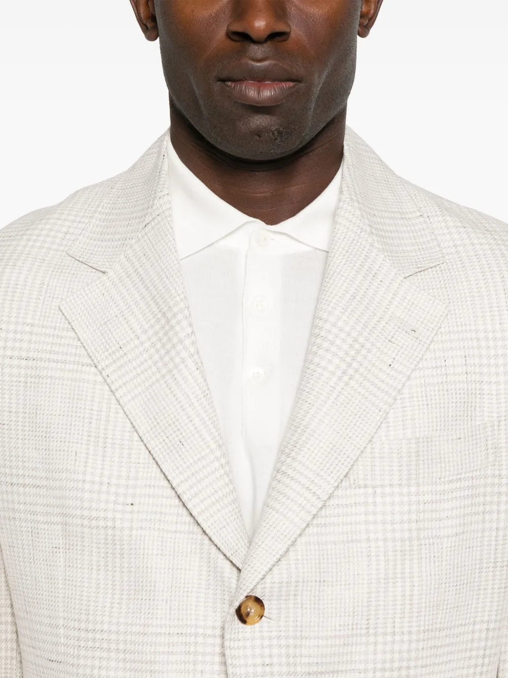 Brunello Cucinelli single-breast checked suit Beige