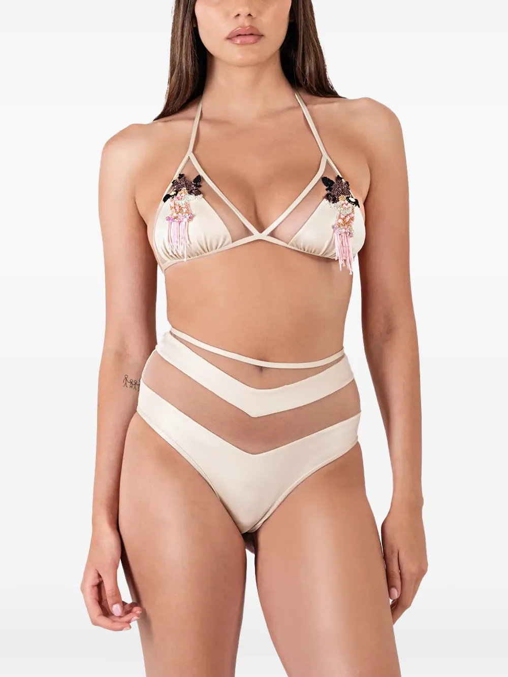 Mazzei Bikini a triangolo con decorazione - Toni neutri