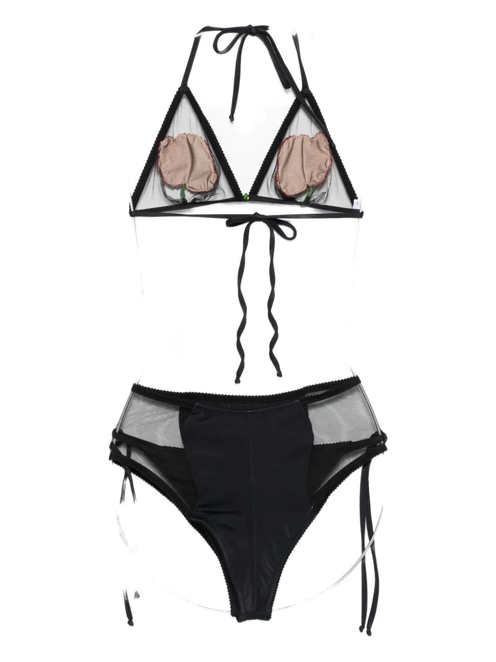Mazzei beaded-flower swimsuit Zwart