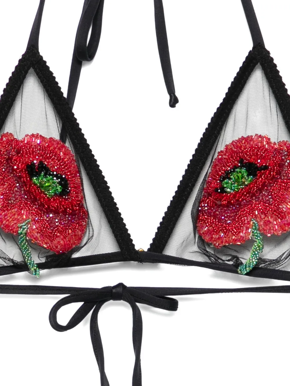 Mazzei beaded-flower swimsuit Zwart