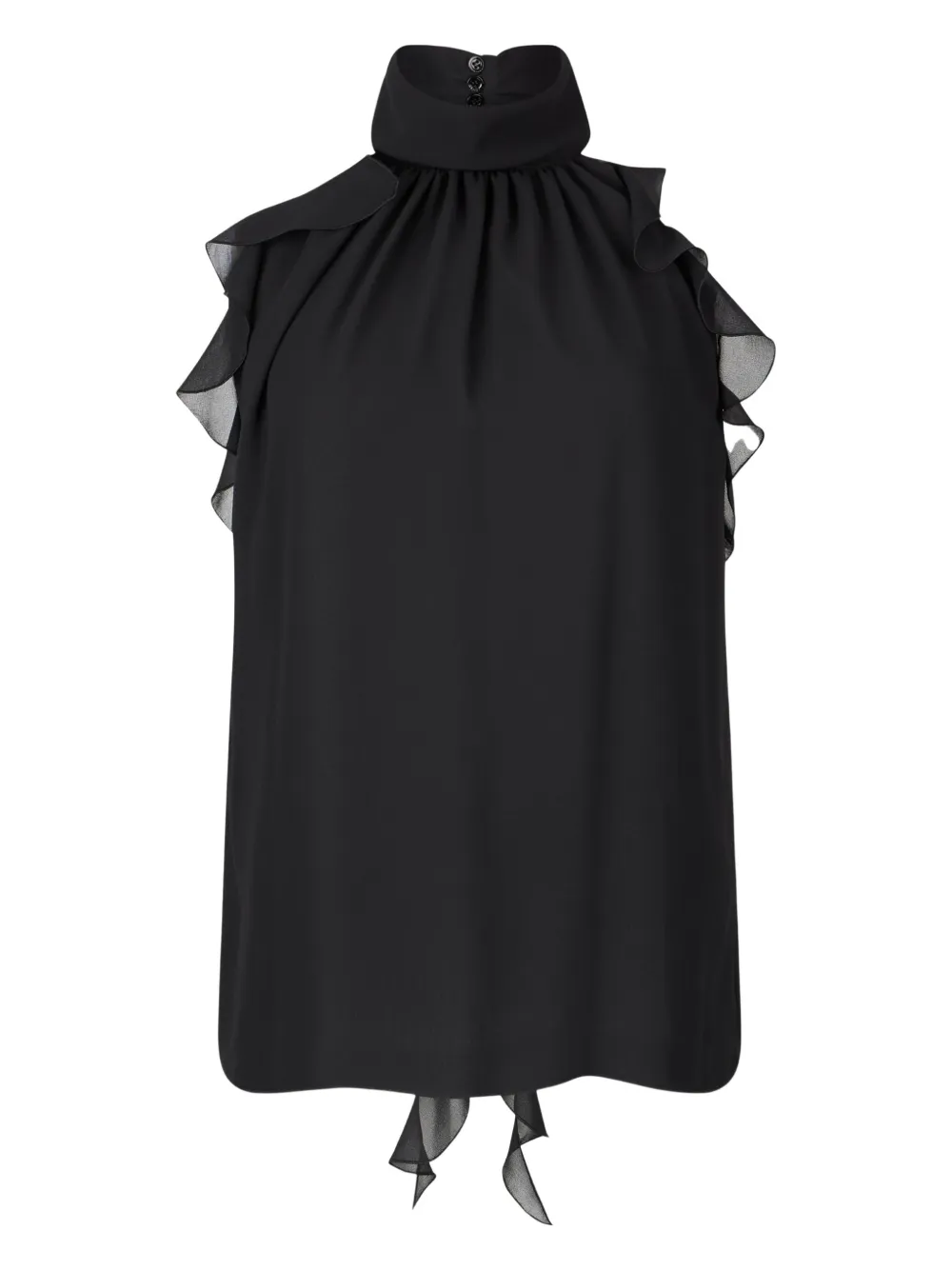 LIU JO halterneck ruffled top Zwart