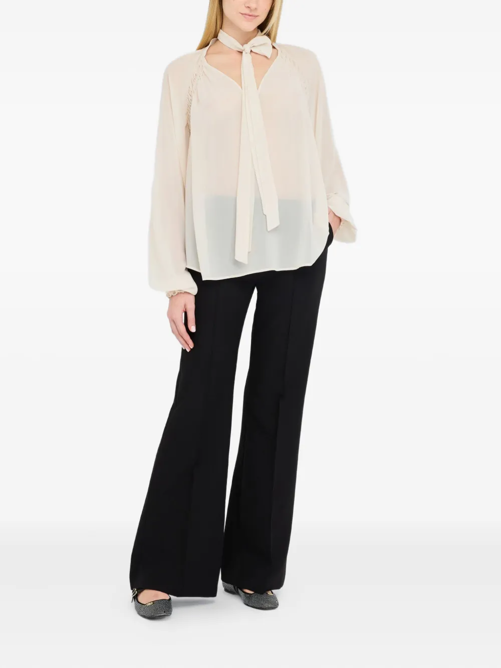 LIU JO raglan-sleeve scarf-collar blouse Wit