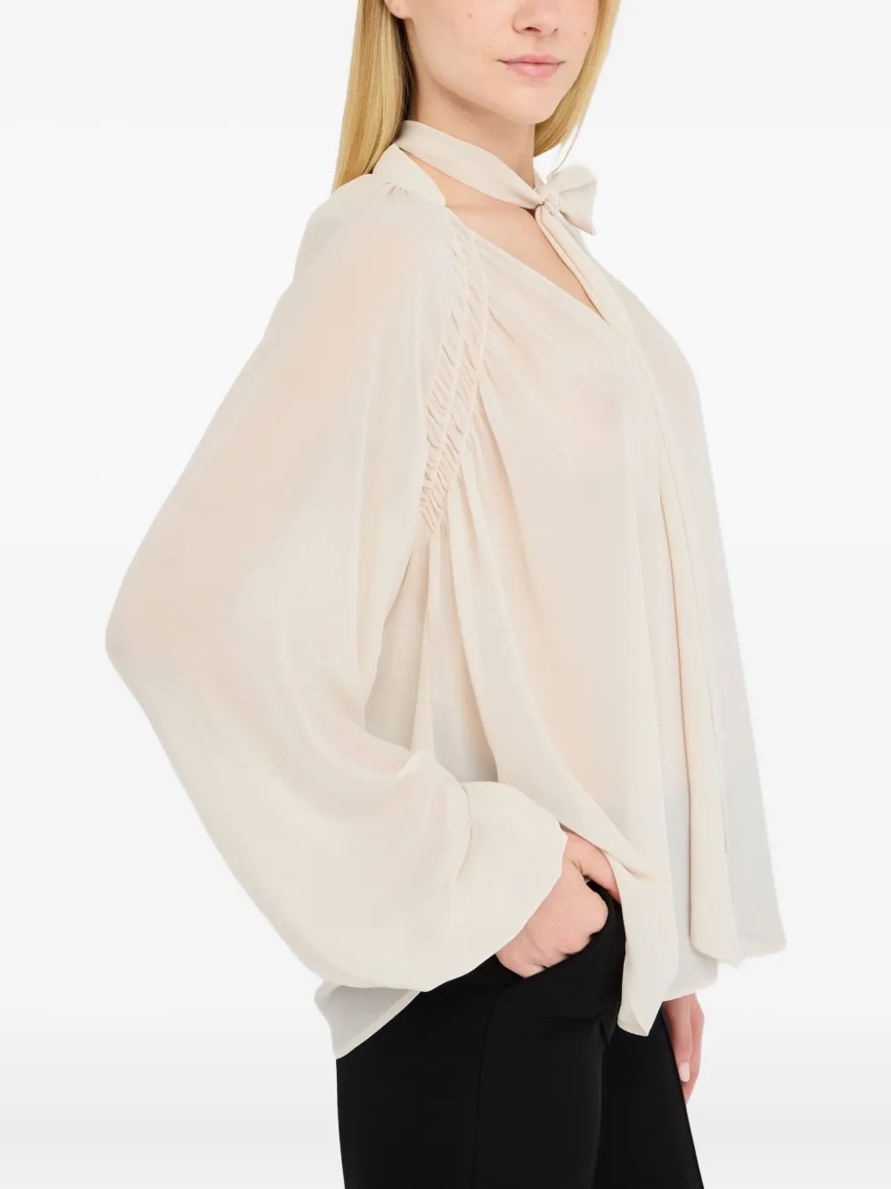 LIU JO raglan-sleeve scarf-collar blouse Wit