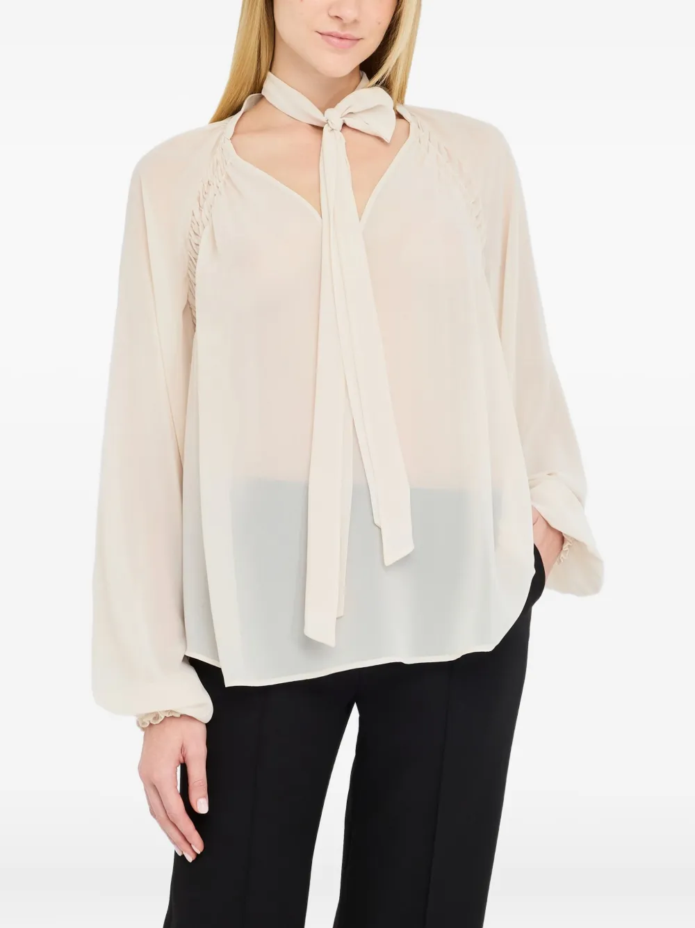 LIU JO raglan-sleeve scarf-collar blouse Wit