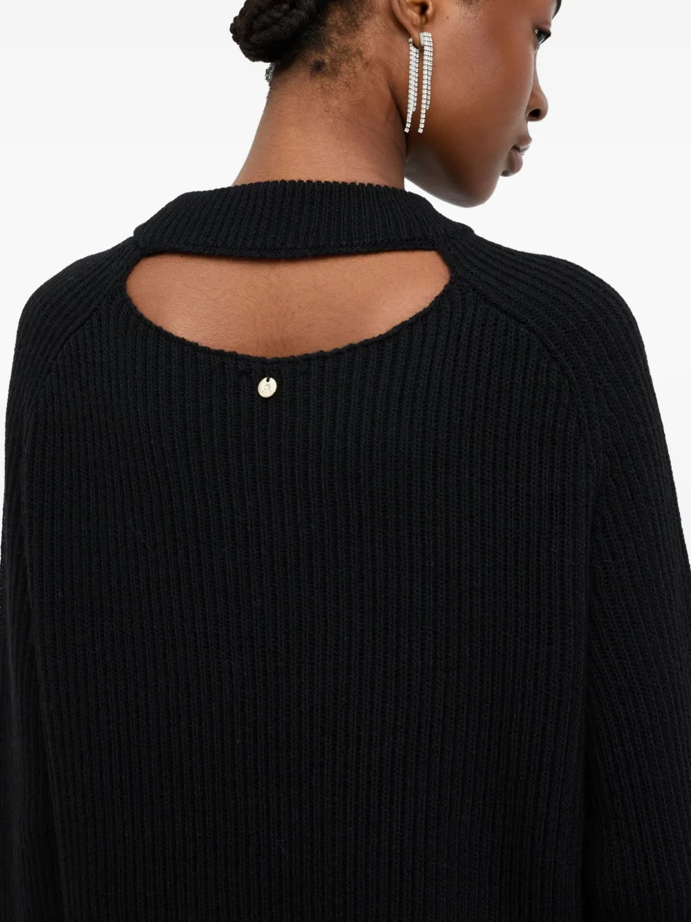 LIU JO mock-neck ribbed sweater Zwart