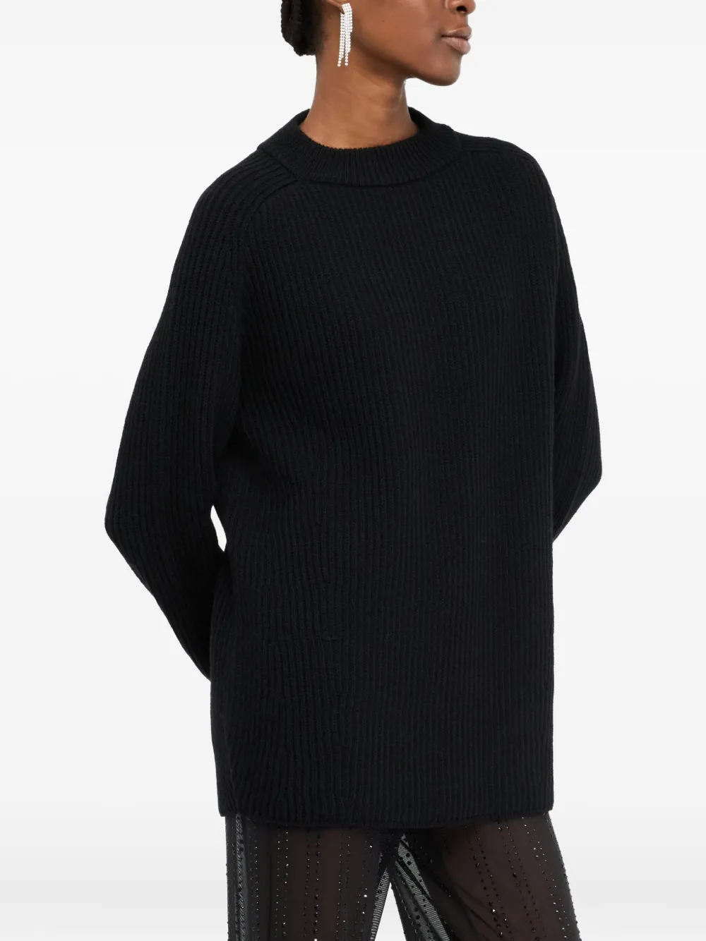 LIU JO mock-neck ribbed sweater Zwart