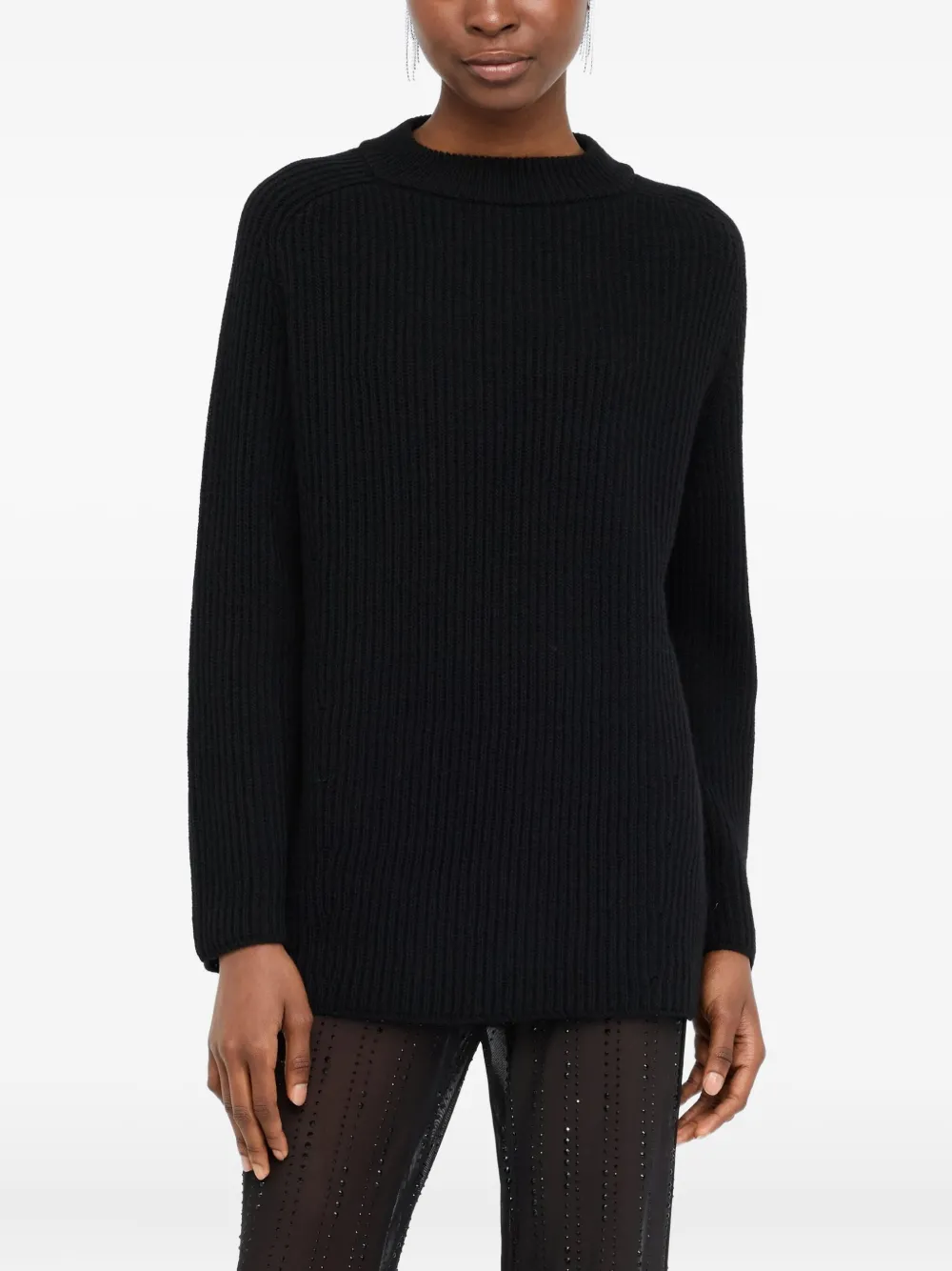 LIU JO mock-neck ribbed sweater Zwart