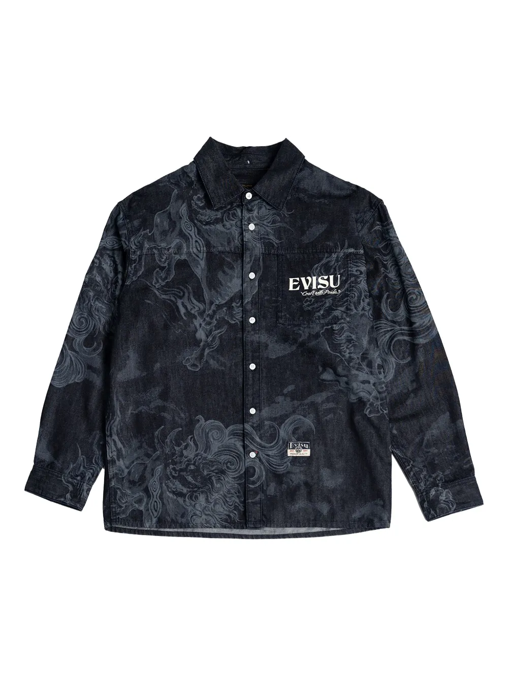 EVISU dragon-print denim shirt Blauw