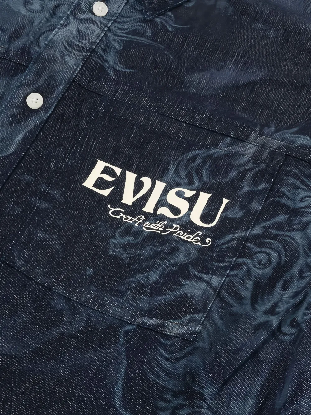 EVISU dragon-print denim shirt Blauw